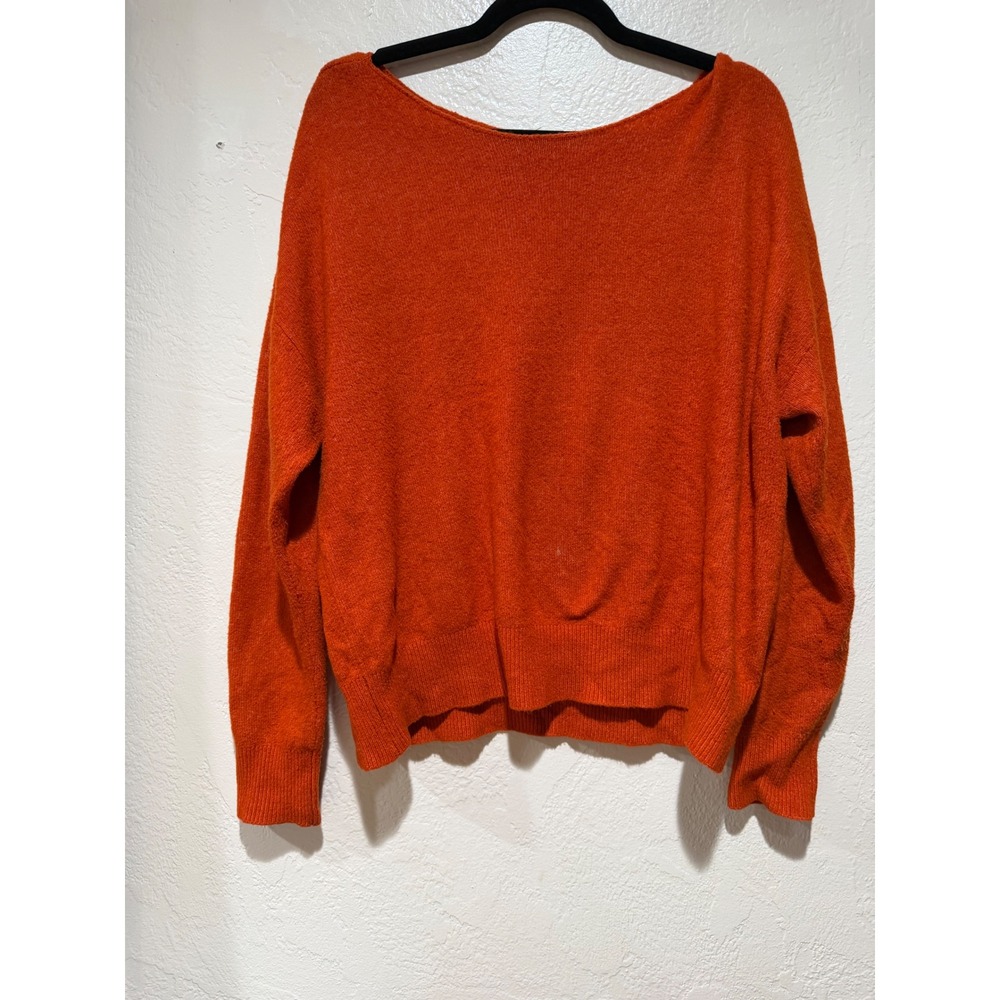 Sanctuary Womens Large Burnt Orange Boat Neck Relaxed Knit Pullover Sweater L